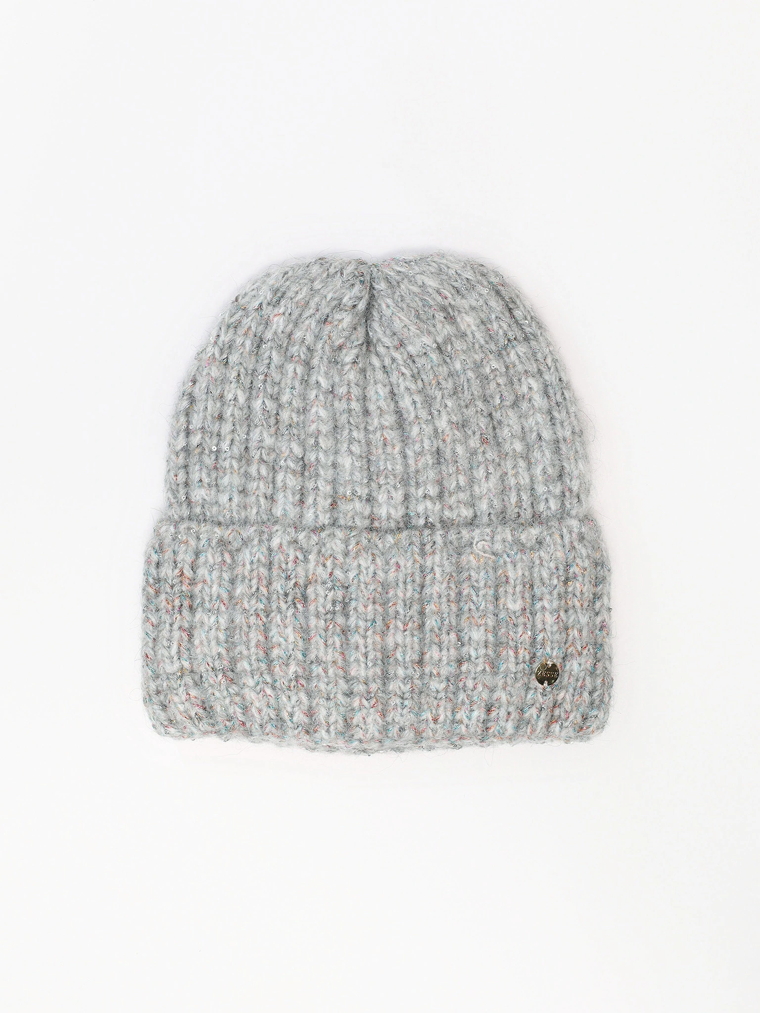 Шапка-бини с люрексом и мелкими пайетками с отворотом в ассортименте